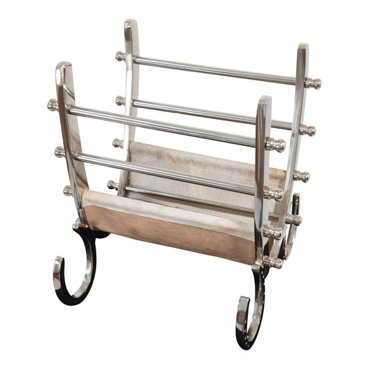 Aluminum and Steel With Hair Leather Magazine Holder | Magazine Rack (DH8026)