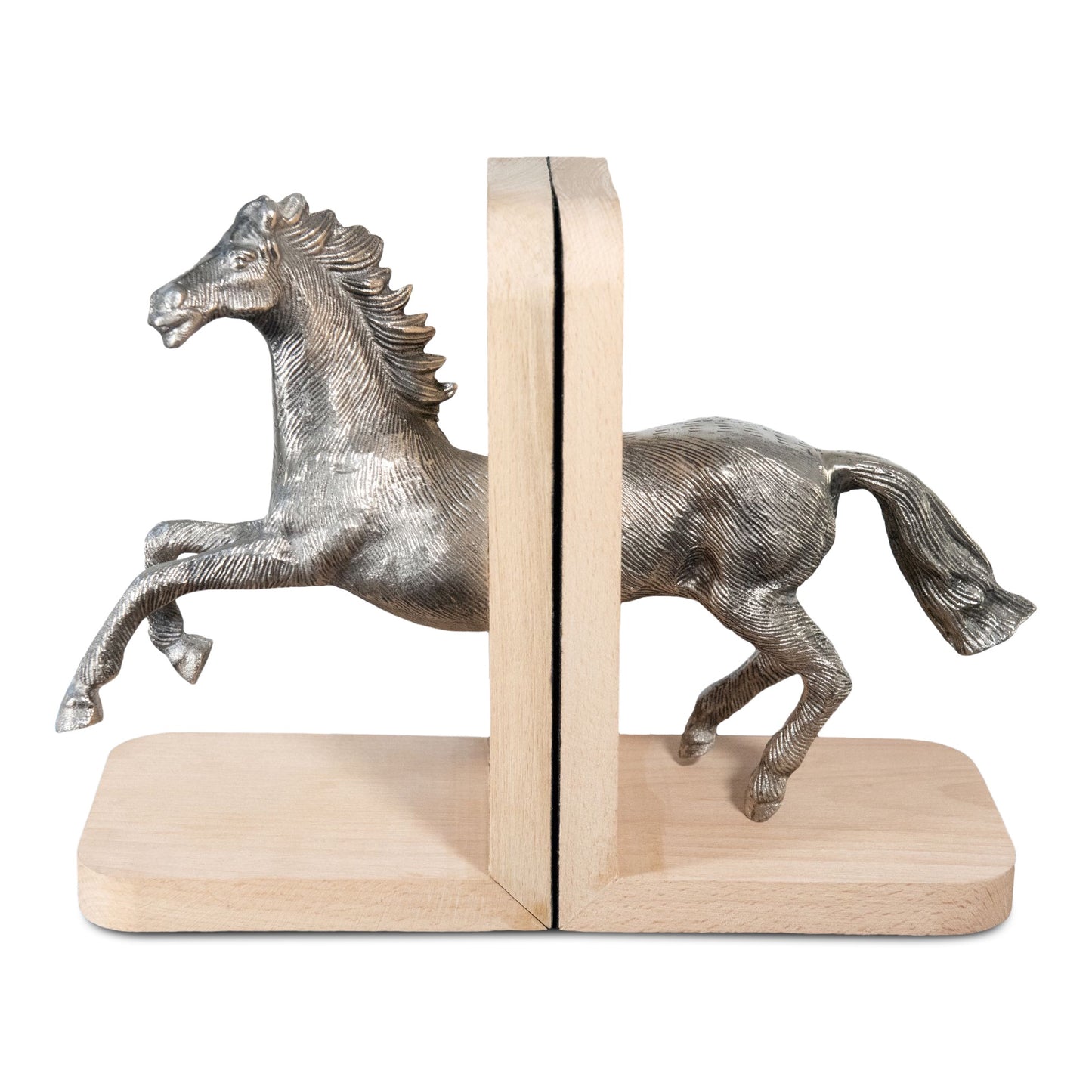 Decorative Aluminum and Wooden Running Horse Bookends (DH4038)