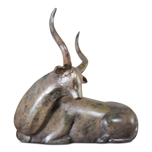 Aluminum Vintage Sitting Bull | Sculpture Home Decor (DH4007B)